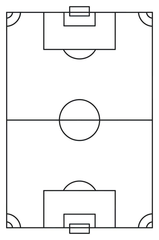 Simple Line Drawing of a Soccer Field Layout with Goals and Center Circle for Diagrams and Illustrations vector