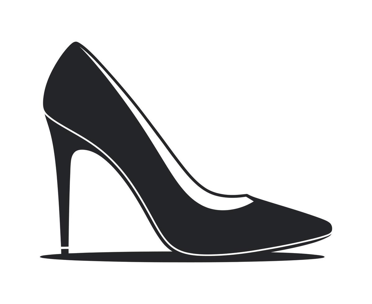 Elegant High Heel Shoe Silhouette in Black and White for Fashion Style and Design Projects with a Modern and Minimalist Aesthetic vector