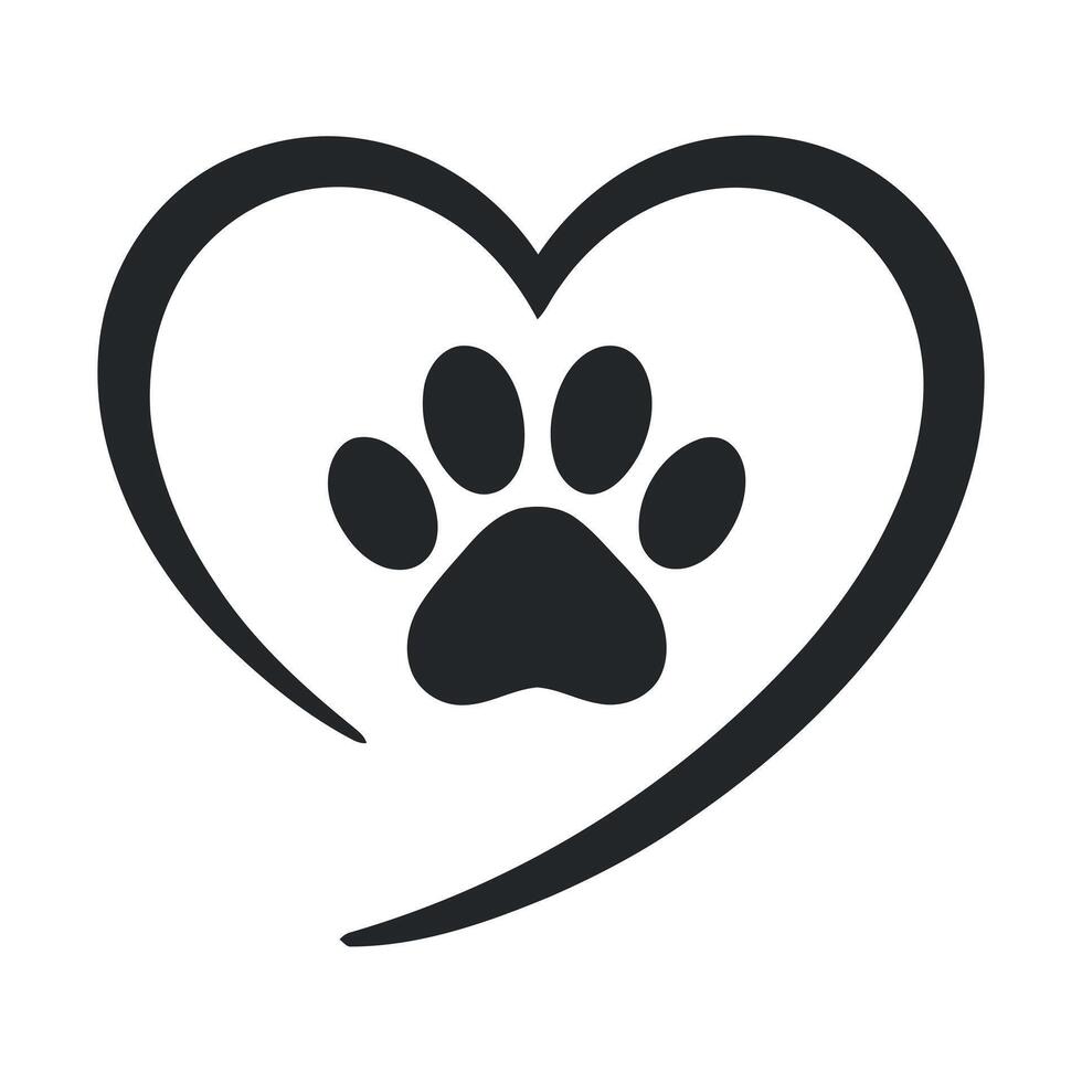 Minimalist Heart and Paw Print Design A Symbol of Love for Pets and Animal Welfare Ideal for Veterinary Clinics and Pet Related Businesses vector