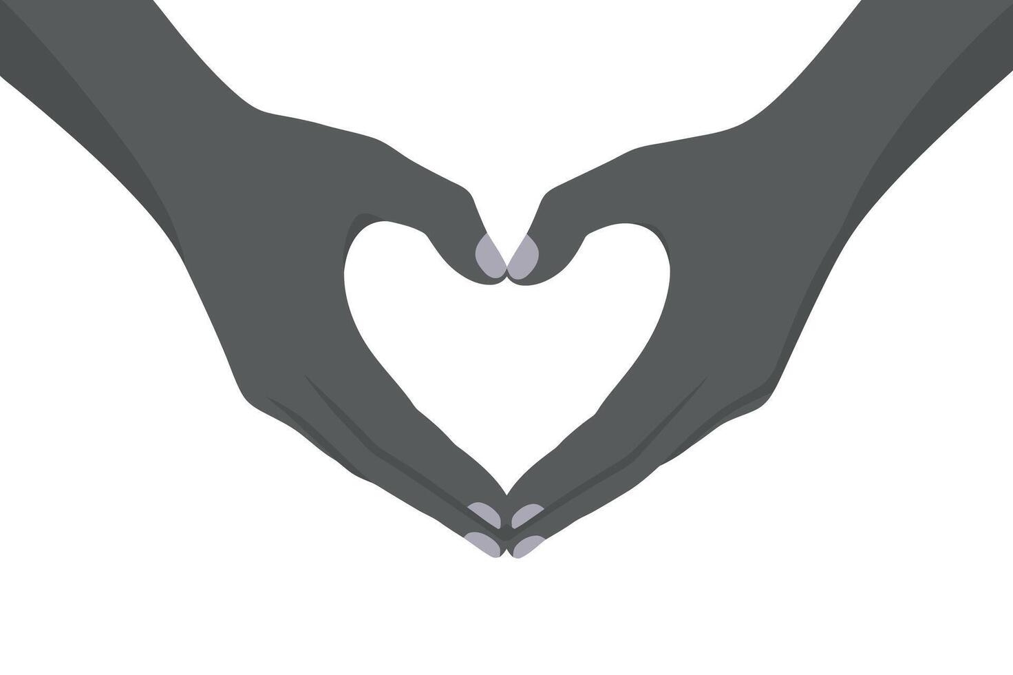 Two Gray Hands Forming a Heart Shape Against a White Background Symbolizing Love Affection and Connection Through a Simple and Elegant Gesture hands vector