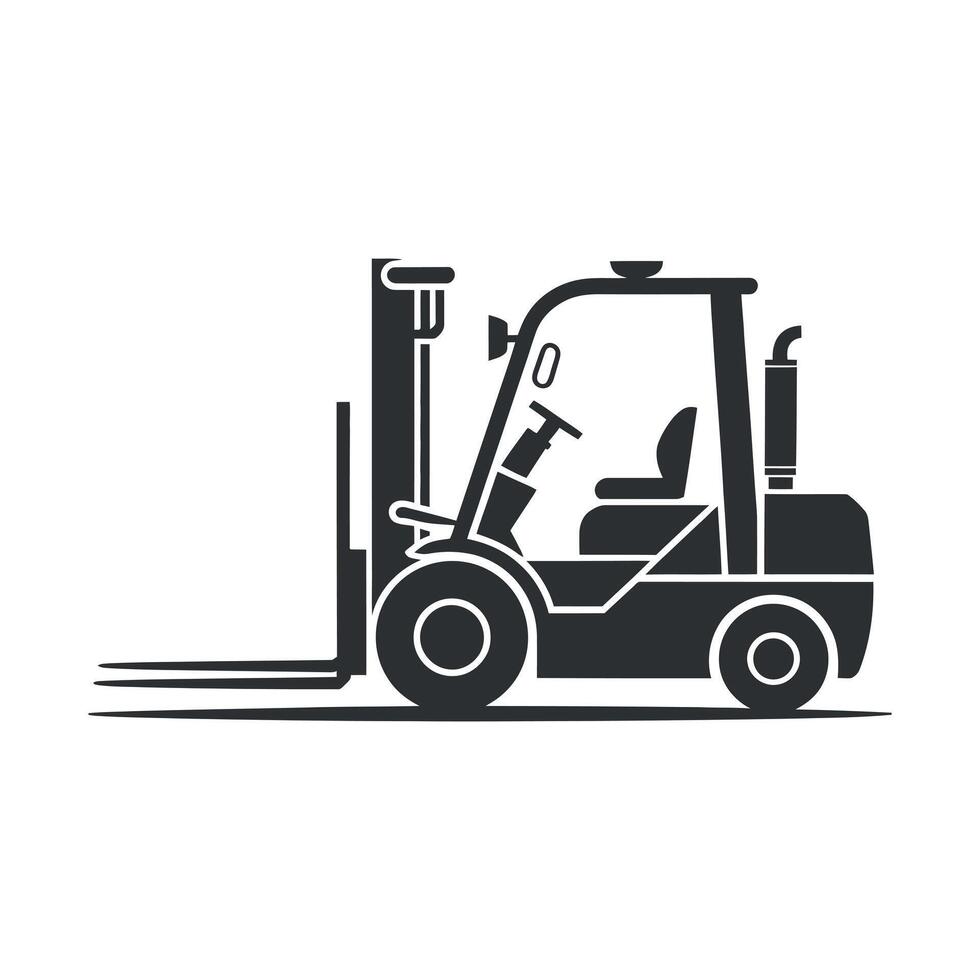 Monochrome Icon Illustration of a Forklift Truck for Warehouse or Construction Site Representing Industrial Equipment and Material Handling with a Clean Design vector