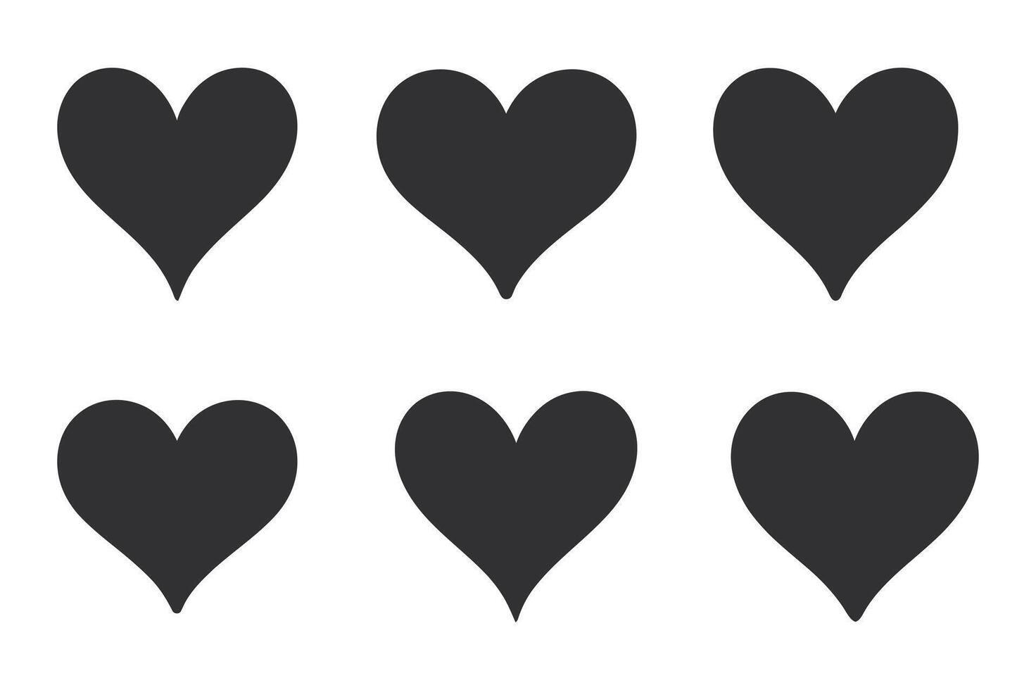 Six Dark Gray Heart Shapes Arranged on a White Background for Valentine s Day or Love and Romance Concepts and Other Designs and Illustrations vector