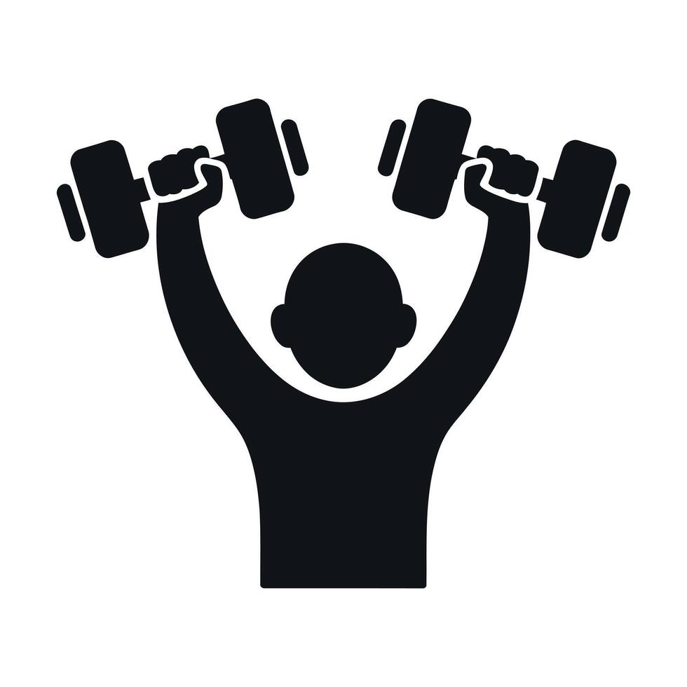 Silhouette of a person lifting dumbbells above their head symbolizing strength fitness and exercise perfect for health wellness and gym related content and designs vector