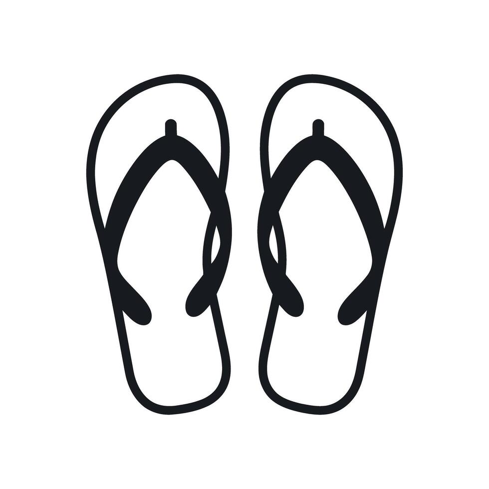 Simple Black and White Illustration of Flip Flops for Summer Beach Vacation and Relaxation on White Background vector