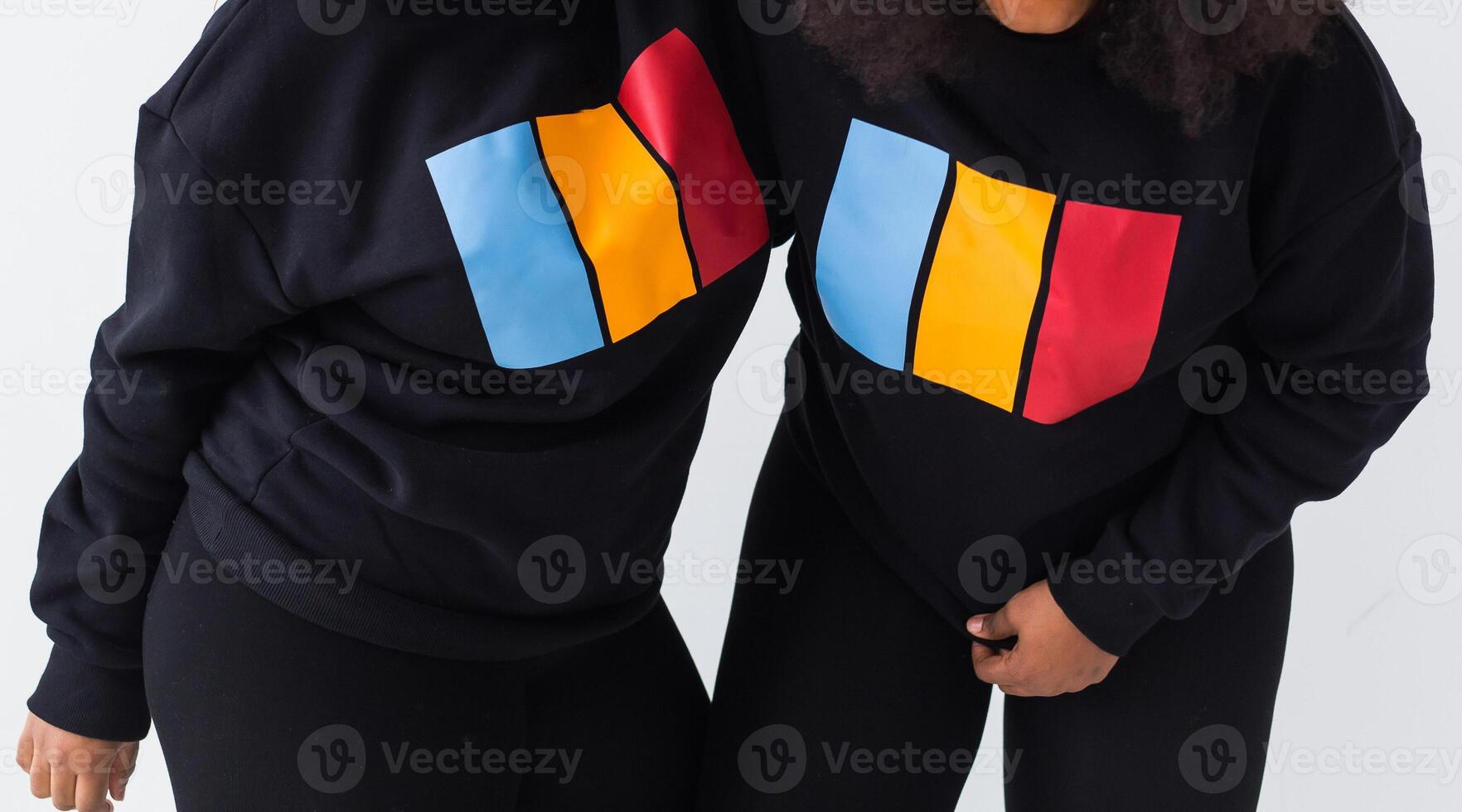 Close-up of African American women have relationships, happy to meet with friends, dressed casually on white background. photo