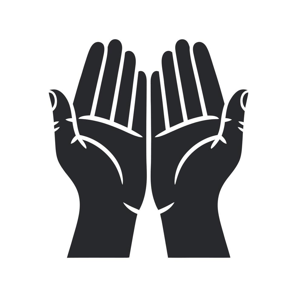 Open Hands Silhouette Graphic Representing Giving Receiving Support Prayer Generosity or Offering Isolated on a White Background vector