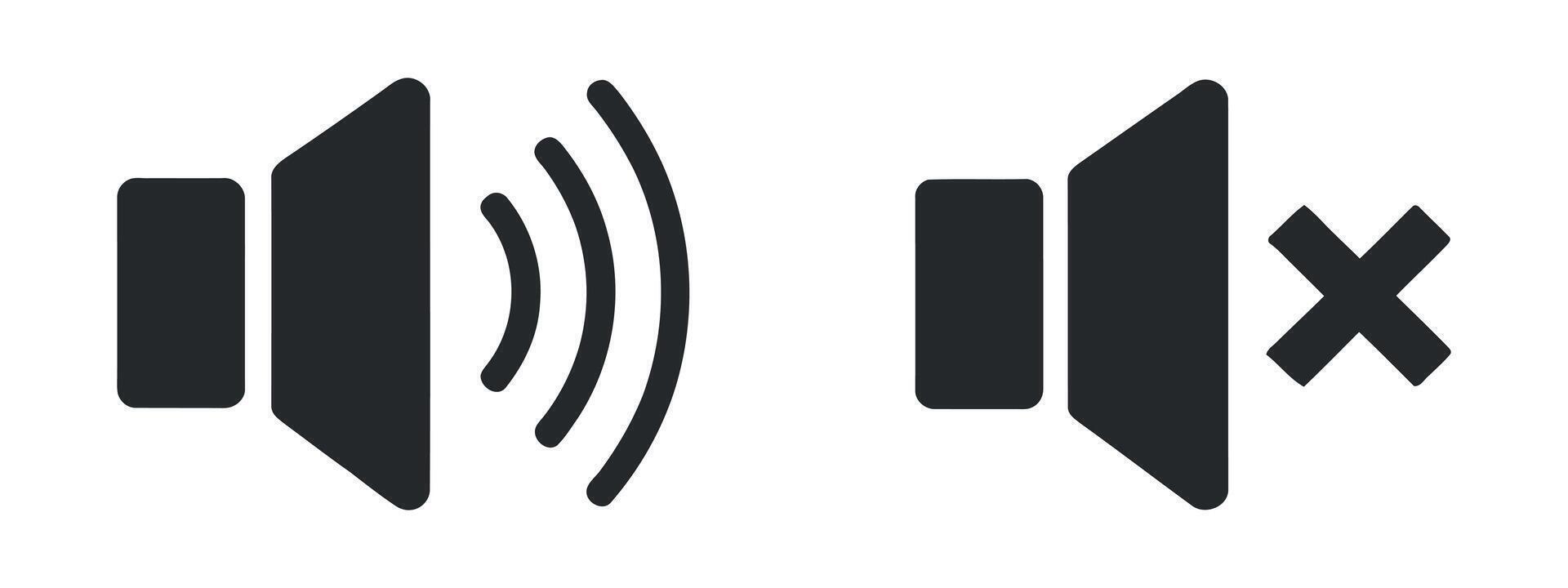 Sound and Mute Icons in Black and White Volume Control Audio Settings Speaker Symbol Notification and User Interface Design Elements vector