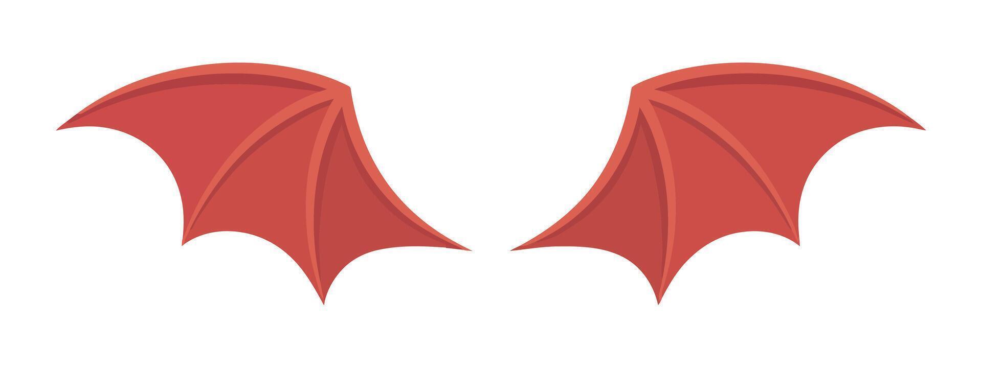 Cartoon Illustration of Red Devil Wings Isolated on White Background for Halloween or Costume Party Decorations and Graphic Design Projects vector