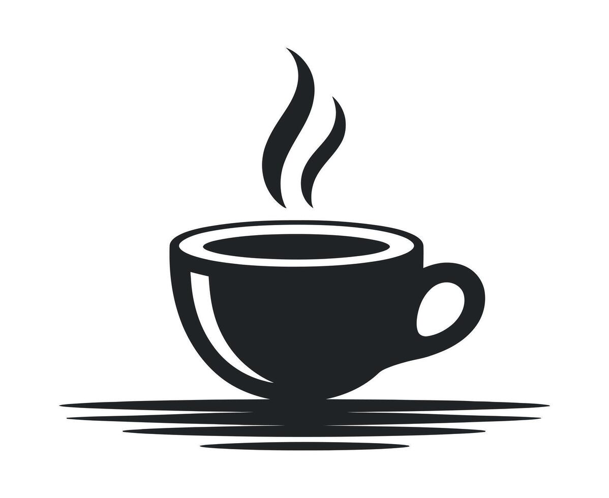Simple Black and White Coffee Cup Illustration with Steam Ideal for Cafe Logos Menus and Drink Related Designs and Promotional Materials vector