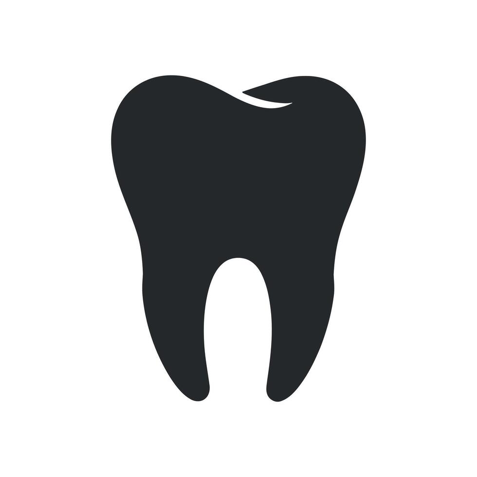 Simple Tooth Silhouette Icon for Dental Health and Oral Hygiene in Dark Gray on White Background vector