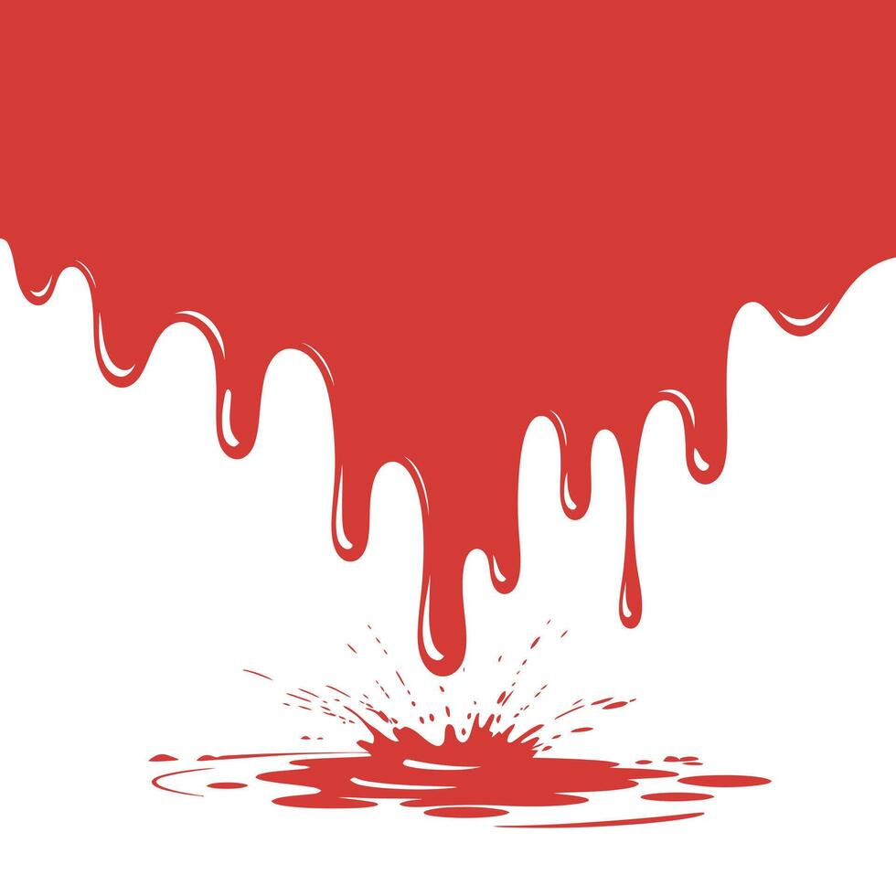 Red Paint Dripping and Splattering on White Background for Halloween or Horror Themed Design Projects and Creative Visuals and Graphic Elements vector