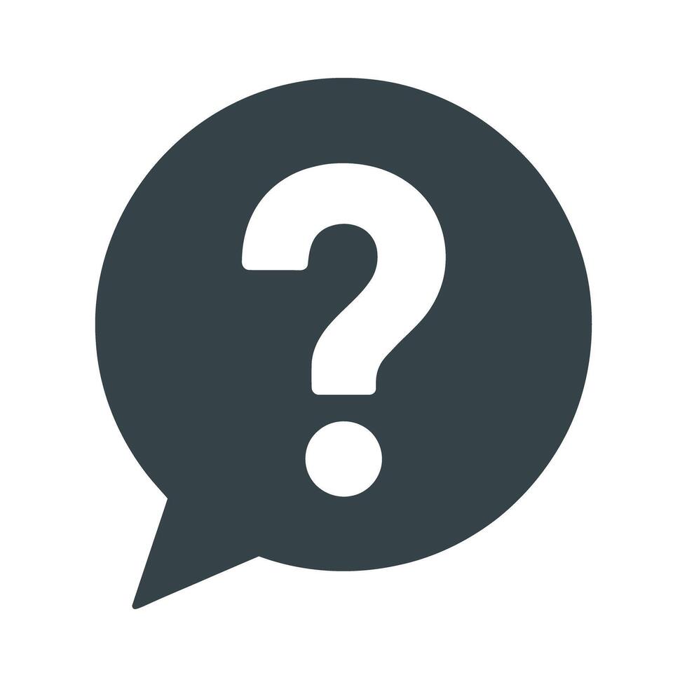 Question Mark in Speech Bubble Icon Symbolizing Inquiry Uncertainty and Seeking Answers for Communication and Information Needs on White vector