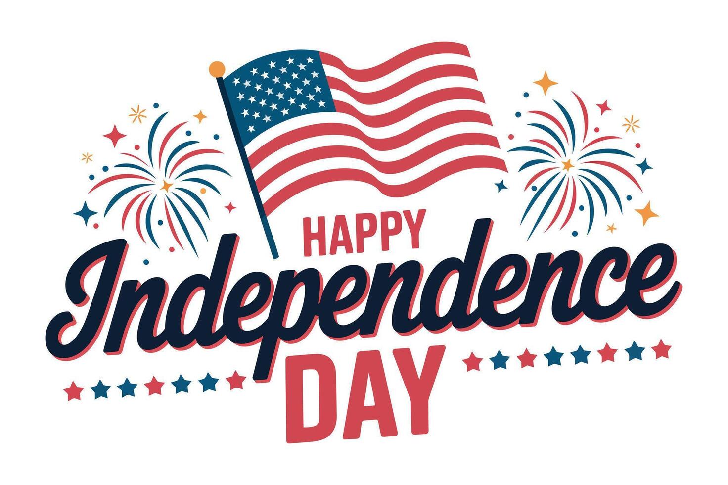 Happy Independence Day Celebration with American Flag and Fireworks Patriotic Holiday Design for Fourth of July Illustration vector