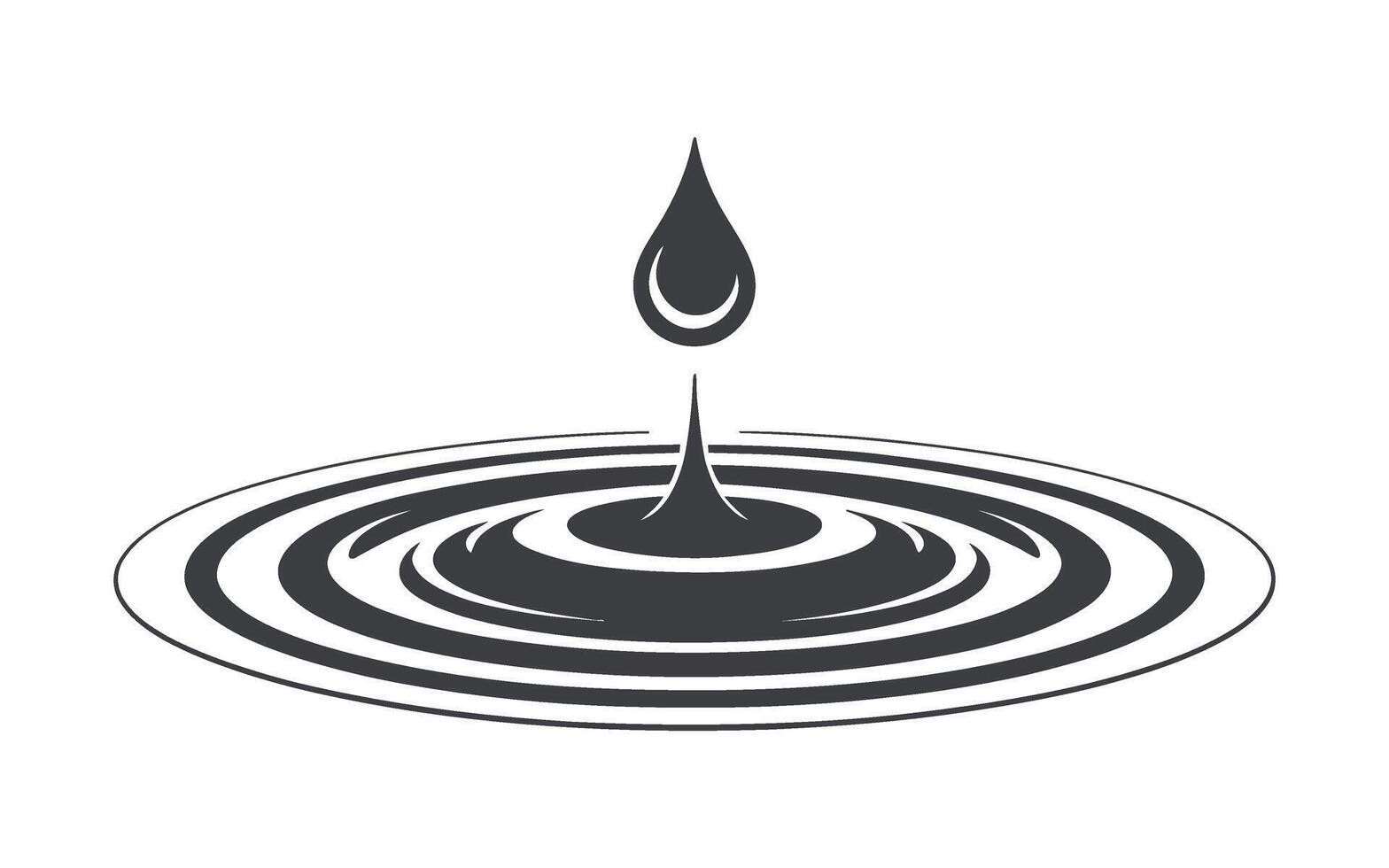 Monochrome Illustration of a Water Drop Creating Ripples on a White Background Isolated and Minimalist Design vector
