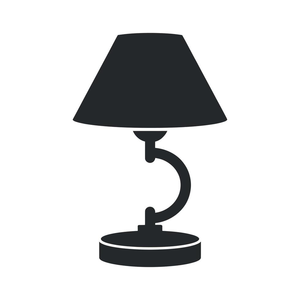 Elegant Table Lamp Silhouette with Curved Stand and Classic Shade Design for Interior Decor and Lighting Concepts vector