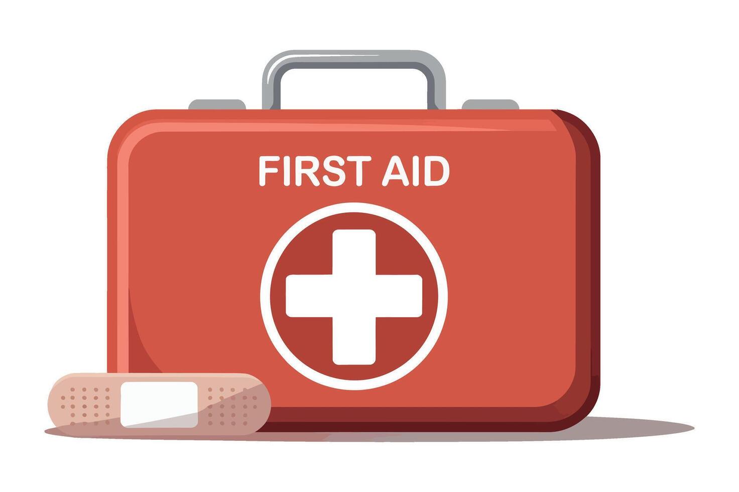 Cartoon Style First Aid Kit with Bandage Illustration on White Background for Medical Emergency Preparedness and Healthcare Concepts vector