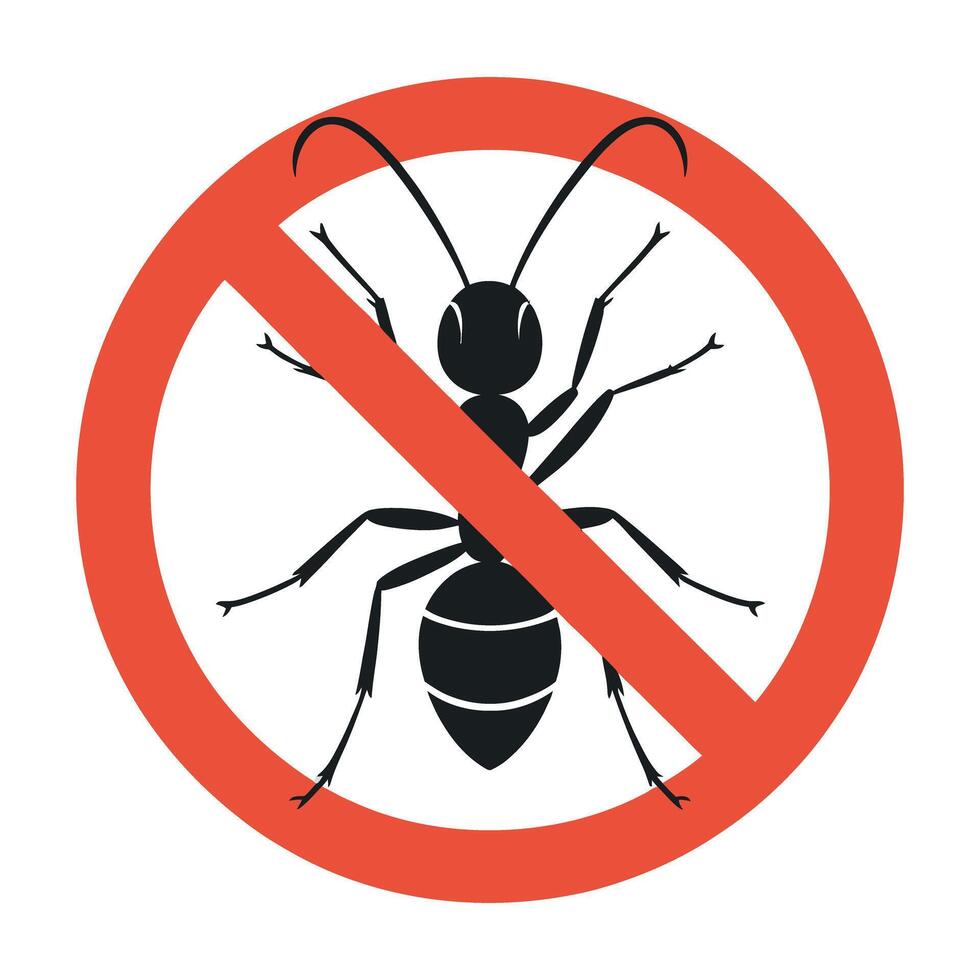 No Ants Sign Illustration Symbolizing Pest Control and Prevention of Infestation in Homes and Buildings with Black Ant Silhouette vector