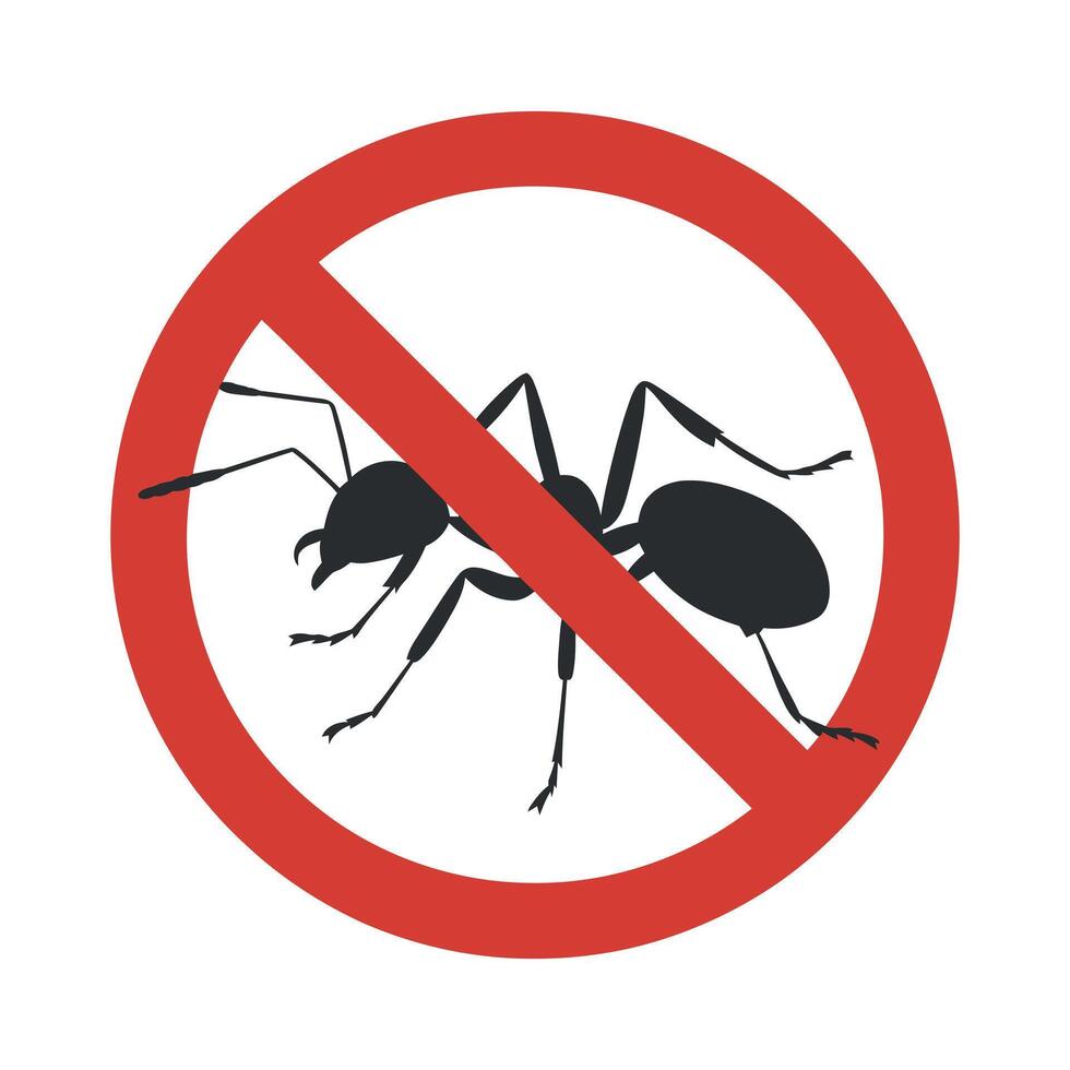 No Ants Allowed Symbol Illustration Pest Control Sign Insect Prohibition Red Circle with Line Isolated on White Background vector