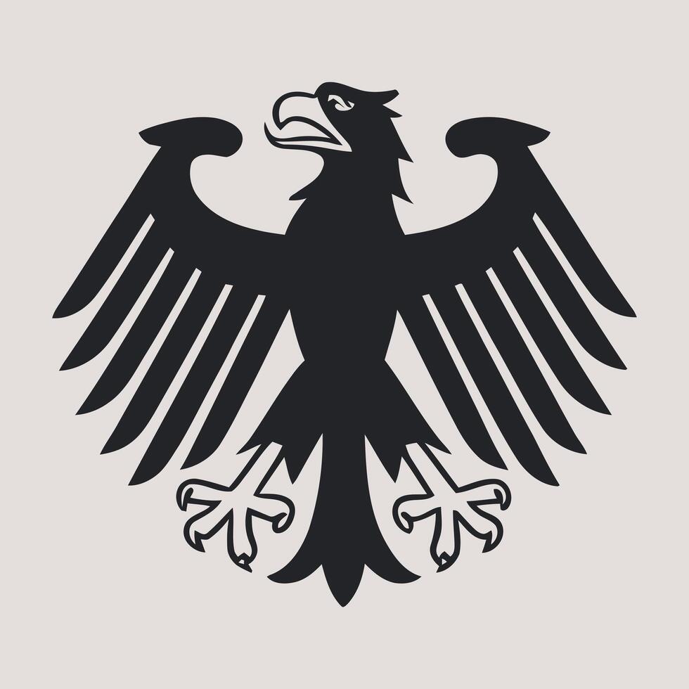Stylized German Federal Eagle Illustration in Black and White Isolated on a Light Background for Graphic Design and Symbolism vector