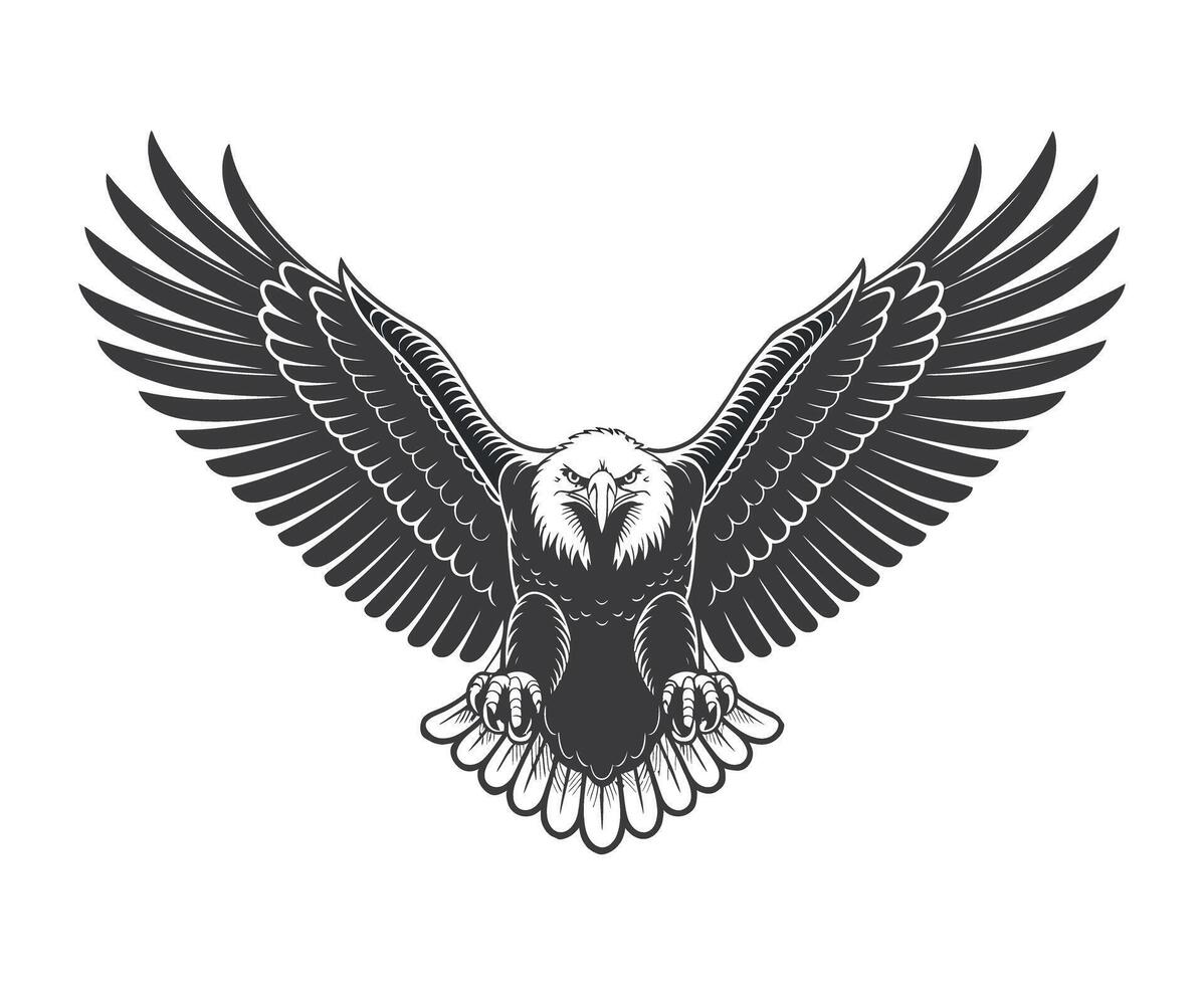 Majestic Eagle Illustration with Open Wings Symbolizing Freedom and Power Perfect for Logos Emblems and Designs Requiring a Bold and Patriotic Touch vector