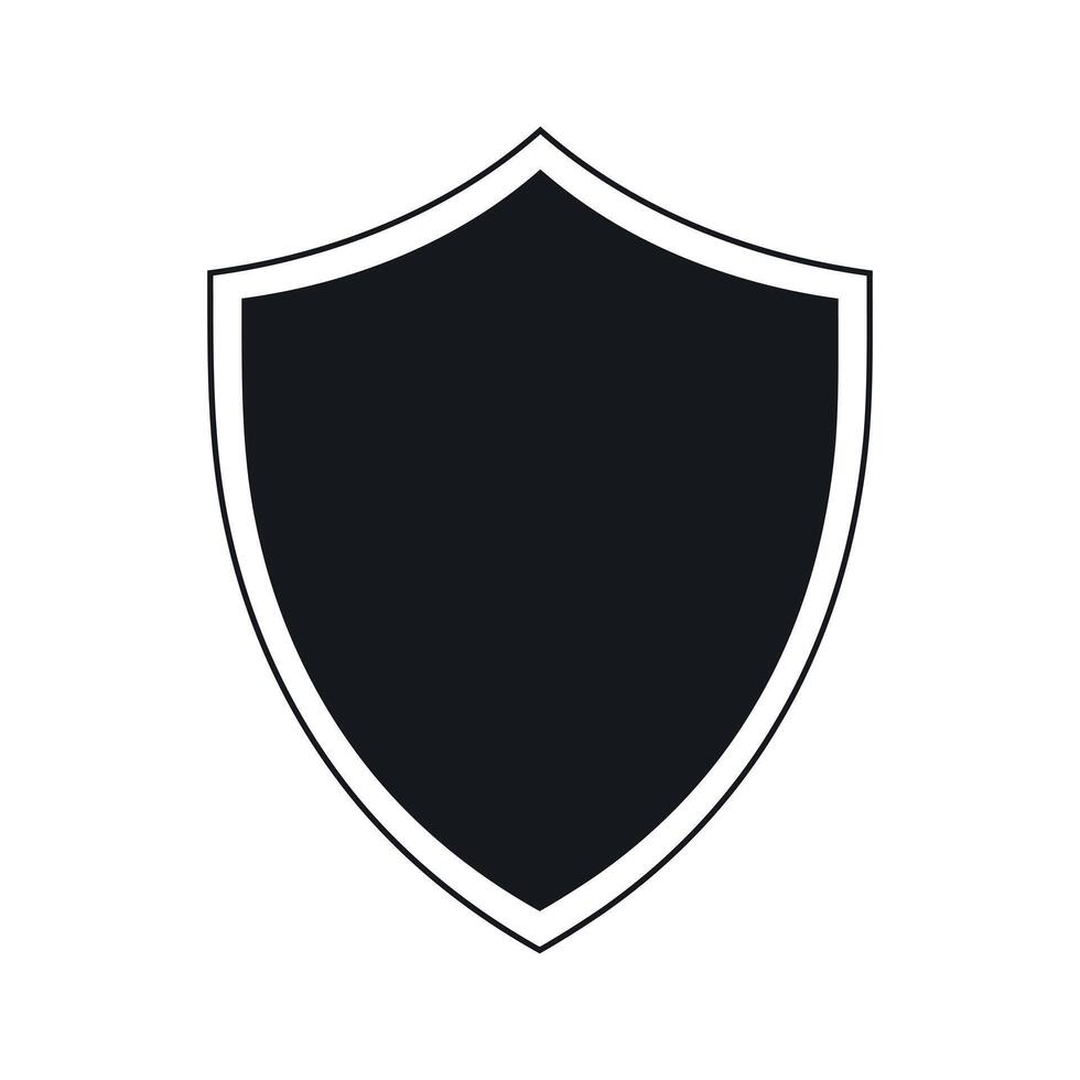 Simple Black Shield Icon with White Outline on a White Background for Security and Protection Concepts vector