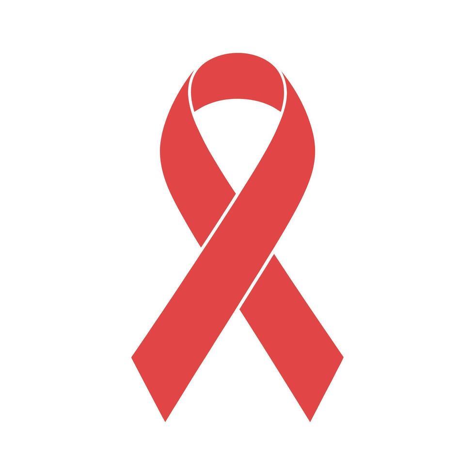 Simple Red Ribbon Symbol for AIDS Awareness and Solidarity on White Background for World AIDS Day vector