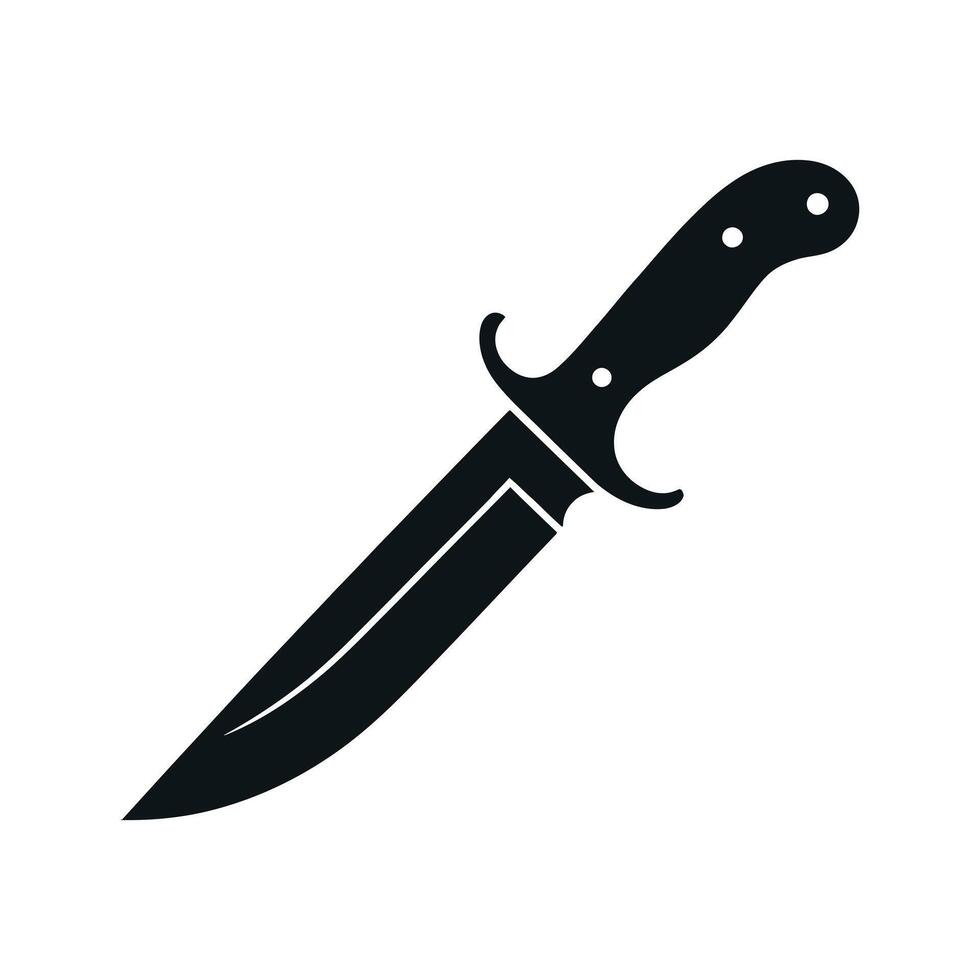 Black Silhouette of a Hunting Knife with a Guard on a White Background in a Style vector
