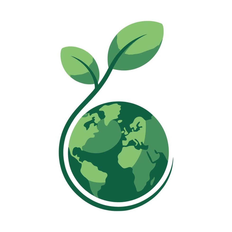 Green Earth Globe with Sprout Symbolizing Environmental Protection and Sustainability Initiatives for a Healthy Planet and Ecosystems Conservation vector