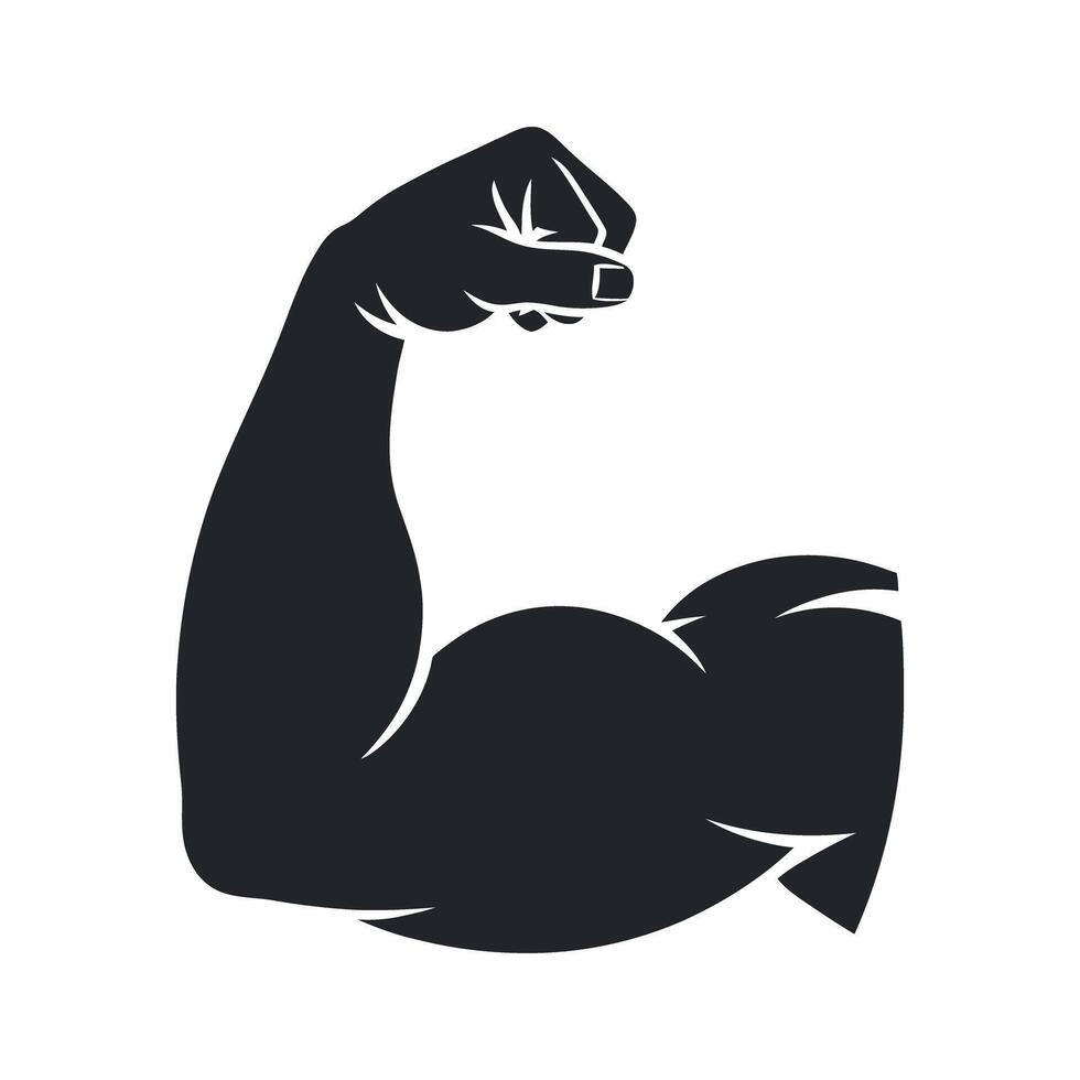 Strong Arm Silhouette Representing Fitness Power Strength and Determination for Gym Workout and Bodybuilding Concepts and Healthy Lifestyle Choices vector