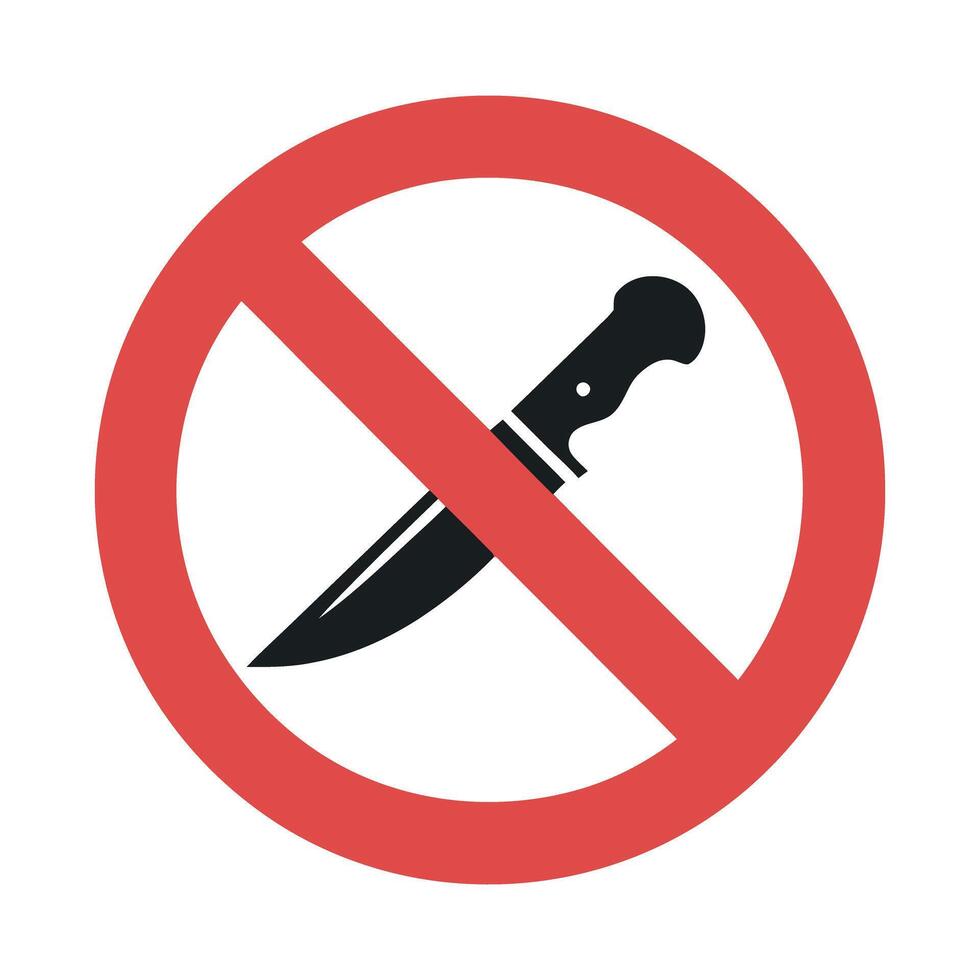 Prohibition sign with a knife indicating no knives allowed violence prevention safety regulations and a symbol against weapons and sharp objects vector