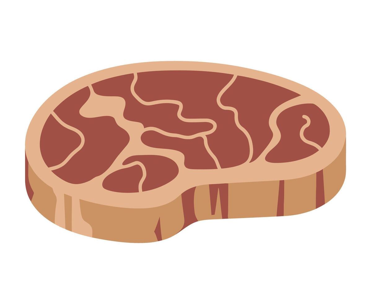 Isometric Illustration of a Raw Steak with Marbling Isolated on White Background Perfect for Food and Culinary Designs vector