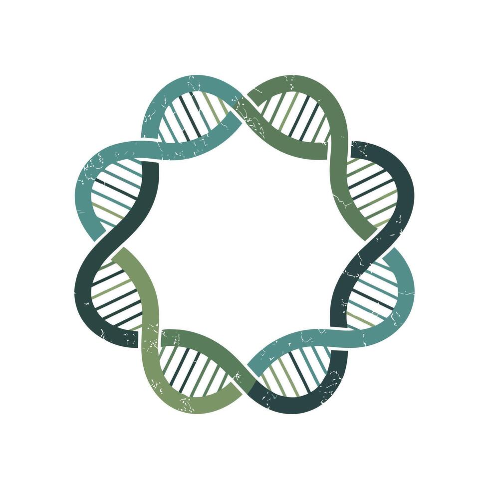Circular DNA Strand Arrangement with Grunge Texture for Science Biology and Genetics Concepts and Designs on a White Background vector