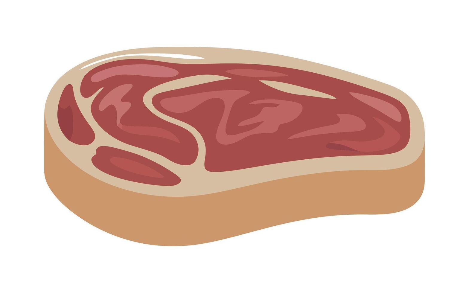 Isolated Illustration of a Raw Beef Steak with Marbling on a White Background for Food and Cooking Concepts vector