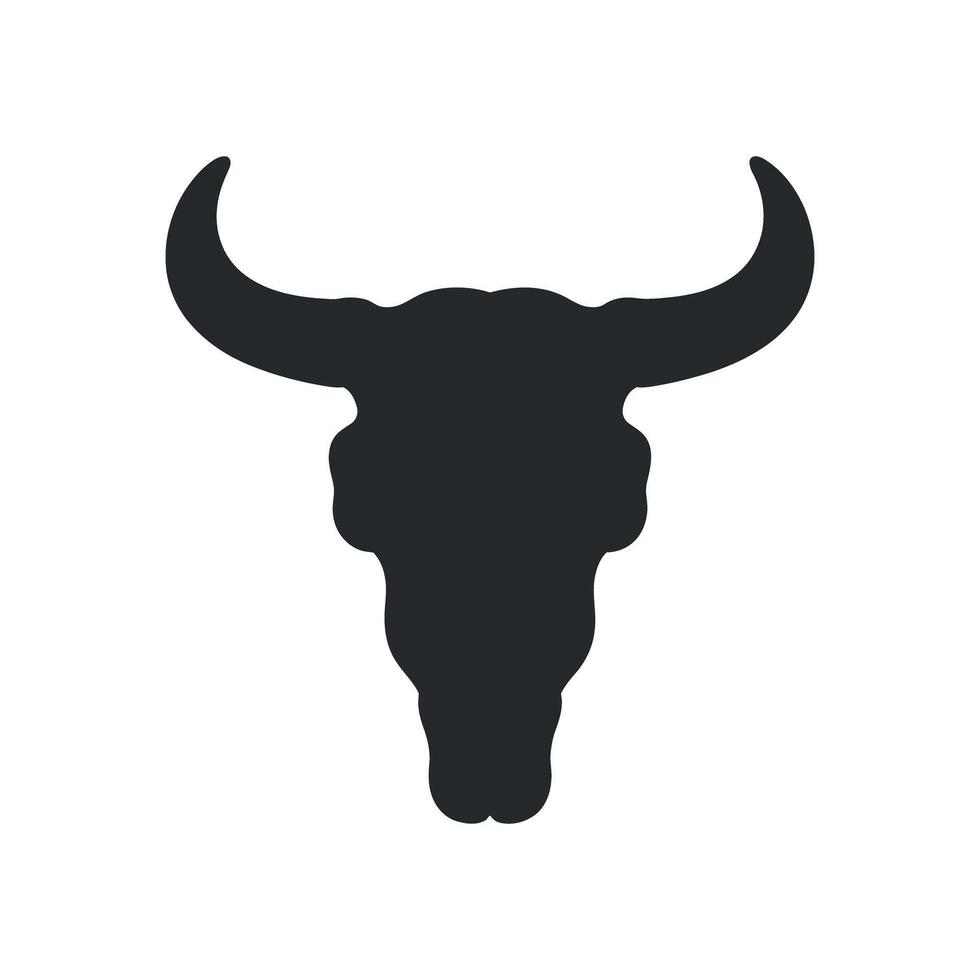 Silhouette of a Bull Skull with Horns on a White Background Symbol of the Wild West and Texas Culture vector