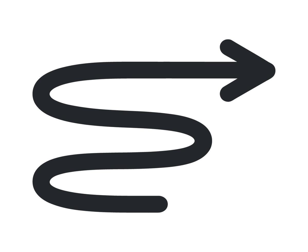 Winding Path Arrow Icon Directional Symbol with Curves Navigation and Guidance Simple Graphic Element Illustration Isolated on White vector