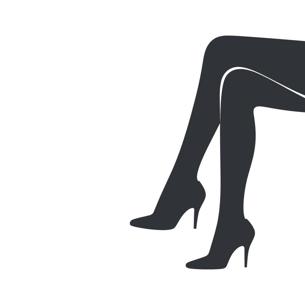 Elegant Woman s Legs in High Heels Silhouette on White Background Fashionable Style and Glamour Isolated Illustration for Design vector