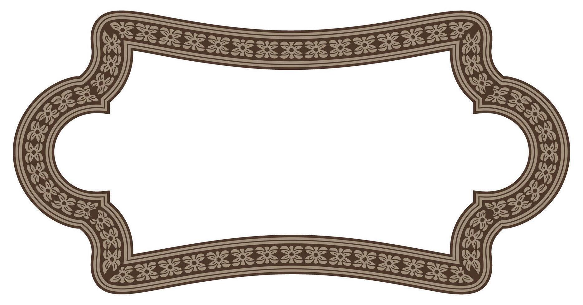 Elegant Decorative Frame with Floral Pattern in Brown Tones Perfect for Invitations Certificates and Design Elements with a Blank Space Inside vector