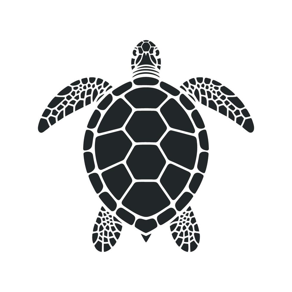 Sea Turtle Silhouette with Geometric Shell Pattern Marine Life Illustration Ocean Creature Design Underwater Animal Graphic Turtle Icon Art vector