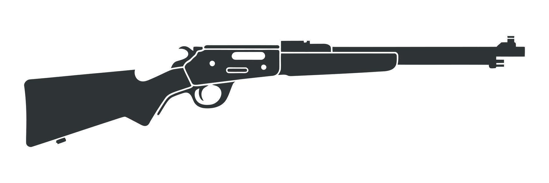 Silhouette of a Lever Action Rifle a Classic Firearm Design on a Clean White Background Ideal for Graphic Design vector