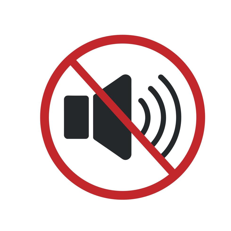 No Sound Icon Mute Speaker Symbol with Red Circle and Line Silence Mode Illustration vector