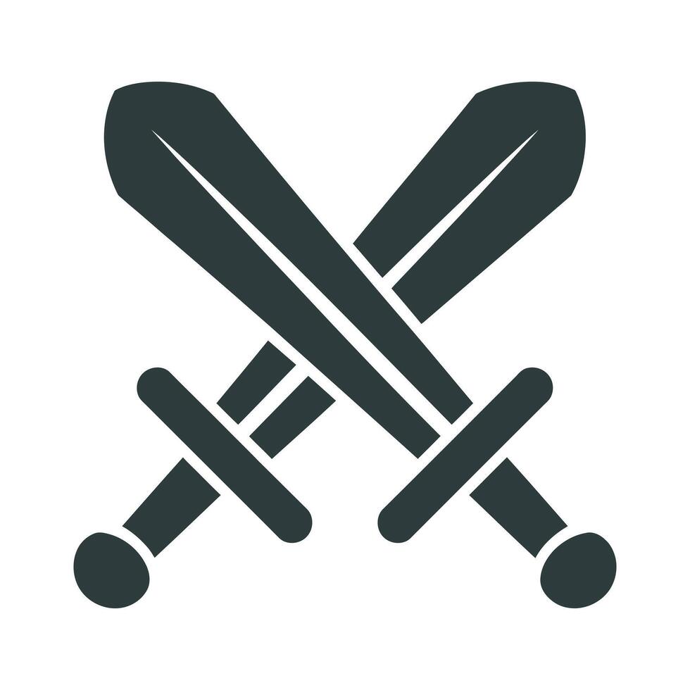 Two Crossed Swords Symbolizing Battle Conflict or Victory Simple Illustration on a White Background vector