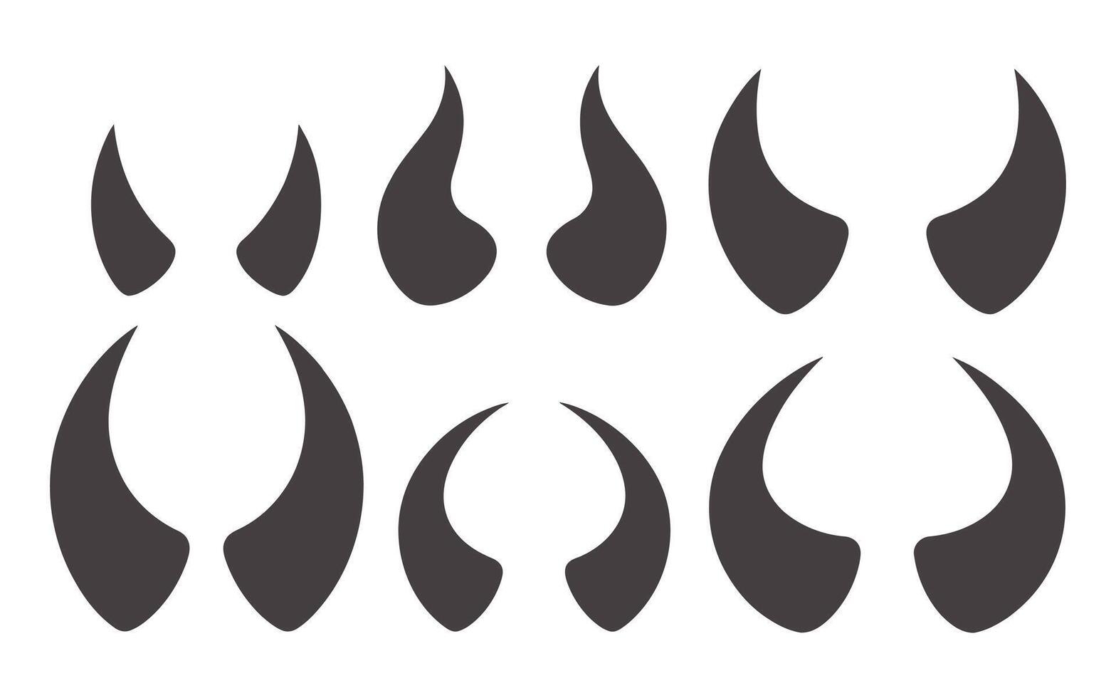 Set of Various Horns in Different Sizes and Shapes Isolated on White Background Illustration Design Element vector