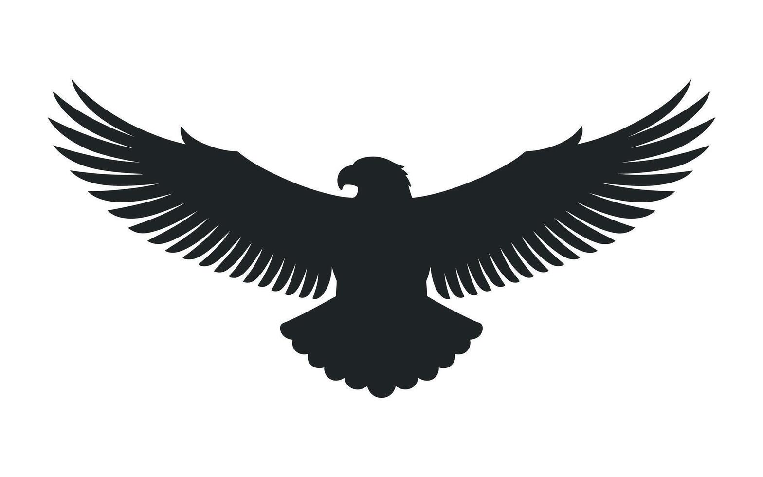 Majestic Eagle Silhouette with Open Wings Symbolizing Freedom Power and Vision Isolated on White Background Ideal for Logos Designs and Creative Projects vector