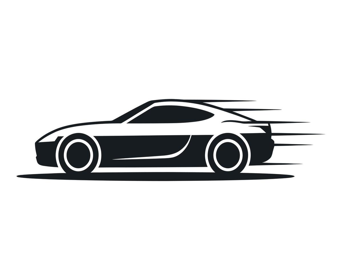 Sleek Sports Car Silhouette with Motion Lines Representing Speed and Velocity in a Minimalist Illustration vector