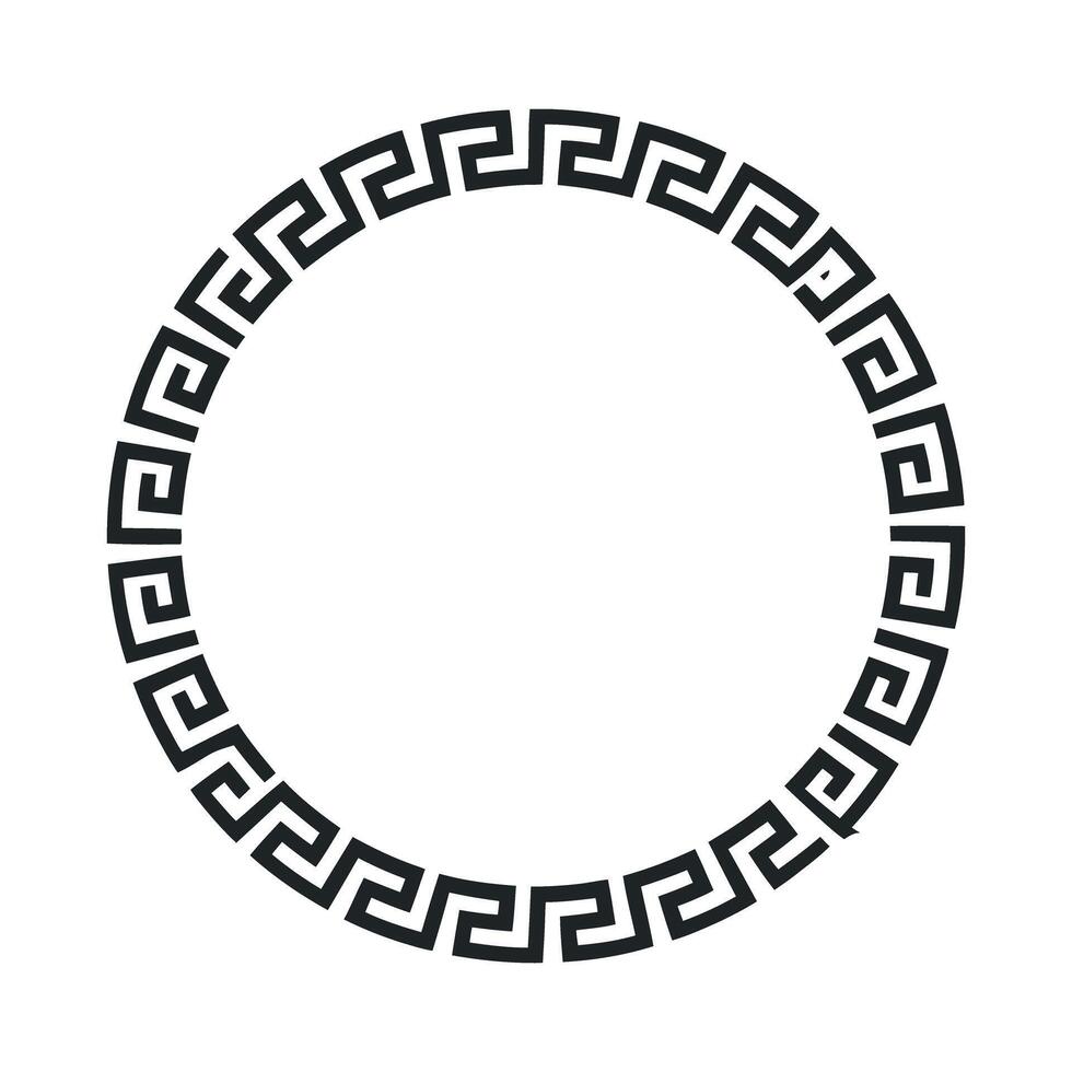 Circular Frame with Greek Key Pattern in Black and White for Design Elements and Backgrounds vector