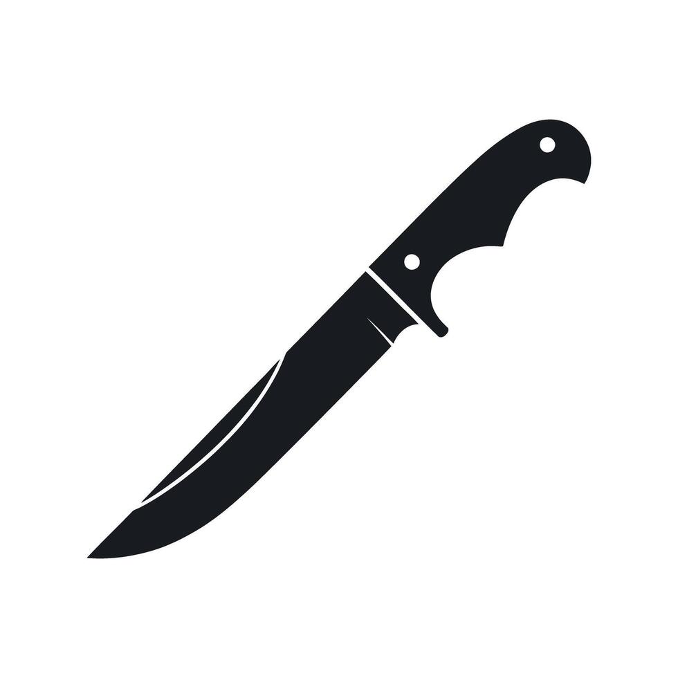 Silhouette Illustration of a Hunting Knife with a Sharp Blade and a Comfortable Handle for Outdoor Activities and Survival vector
