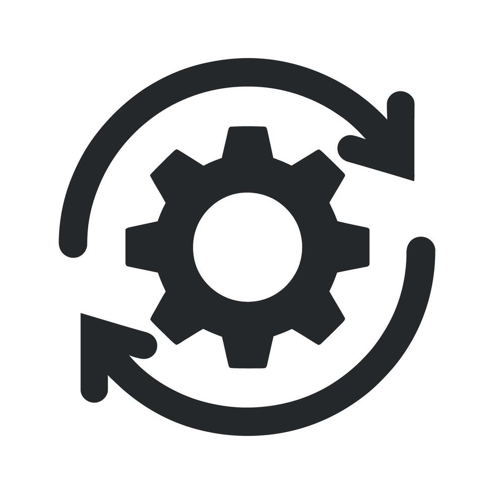 Gear with Circular Arrows Symbolizing Process Automation and Continuous Improvement in Business and Technology Isolated on White Background vector