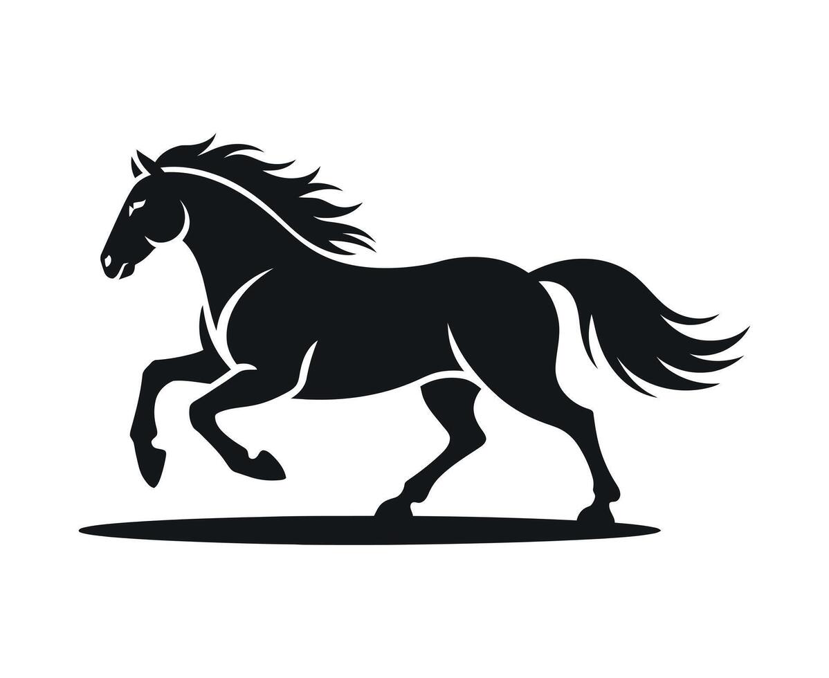 Elegant Black Horse Silhouette Running on White Background for Logo Icon Symbol or Graphic Design Element vector