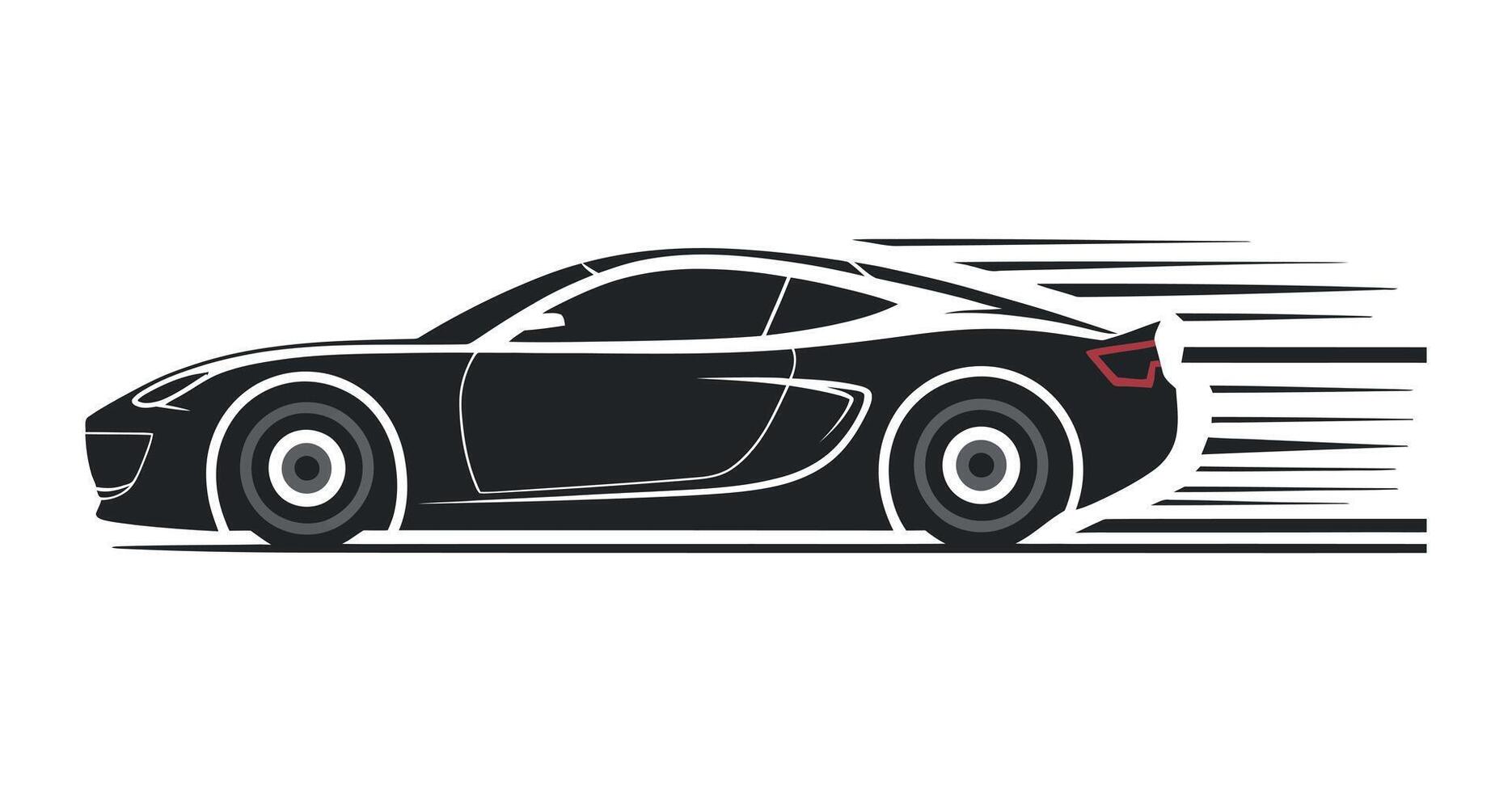 Sleek Black Sports Car Illustration with Speed Lines Depicting Motion and Velocity Perfect for Automotive Designs and Racing Related Projects vector