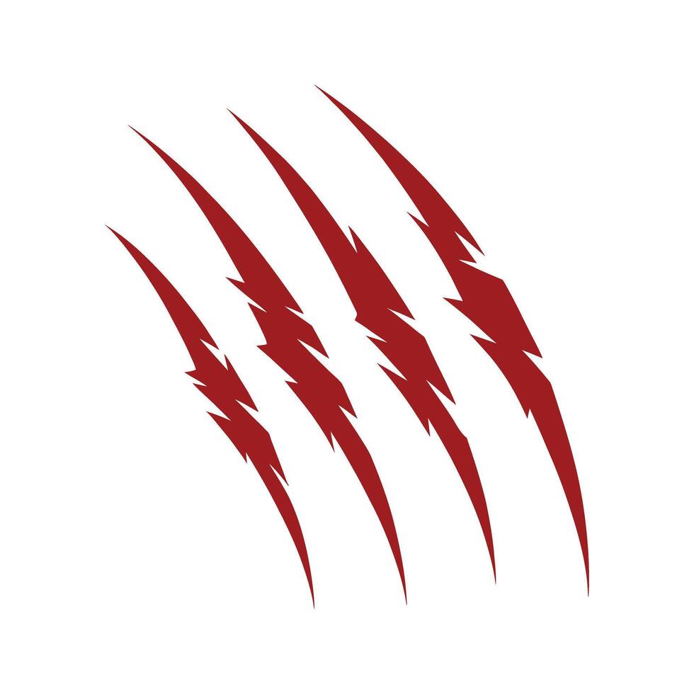Four Red Claw Marks or Scratch Marks on a White Background Animalistic Aggressive and Potentially Dangerous Illustration vector